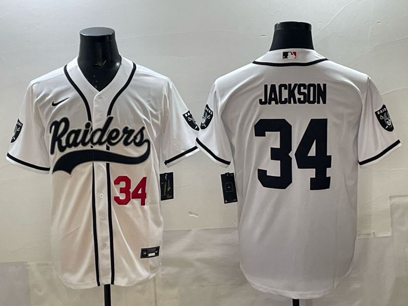 Men 2025 Oakland Raiders #34 Jackson white 3th generation Joint Name Nike Limited NFL Jersey style 01